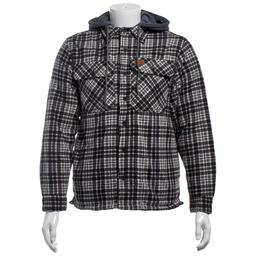 Mens Mountain Ridge Plaid Polar Fleece Jacket - New Black Grey