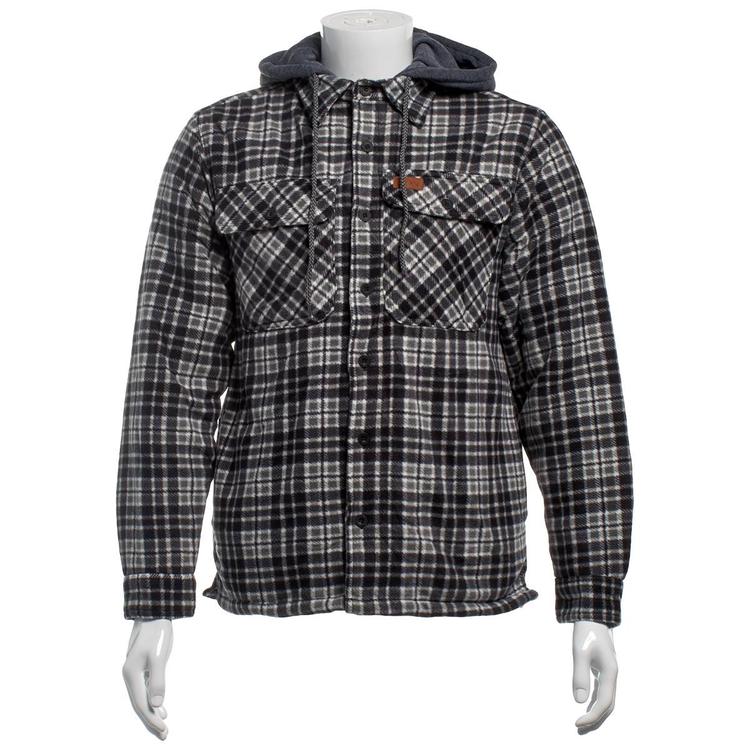 Mens Mountain Ridge Plaid Polar Fleece Jacket - New Black Grey