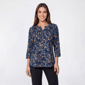 Petite Napa Valley 3/4 Sleeve Floral Pleat Button Front Blouse - image 1