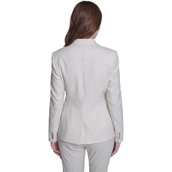 Womens Tommy Hilfiger Long Sleeve One Button Pinstripe Blazer