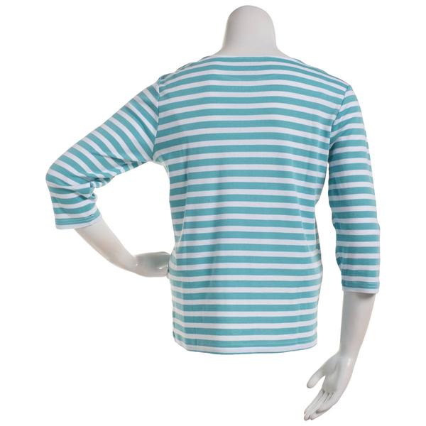 Womens Hasting & Smith 3/4 Sleeve Rhinestone Stripe Tee