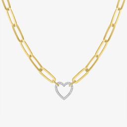 Nova Star(R) Gold Lab Grown Diamond Paperclip Necklace with Heart