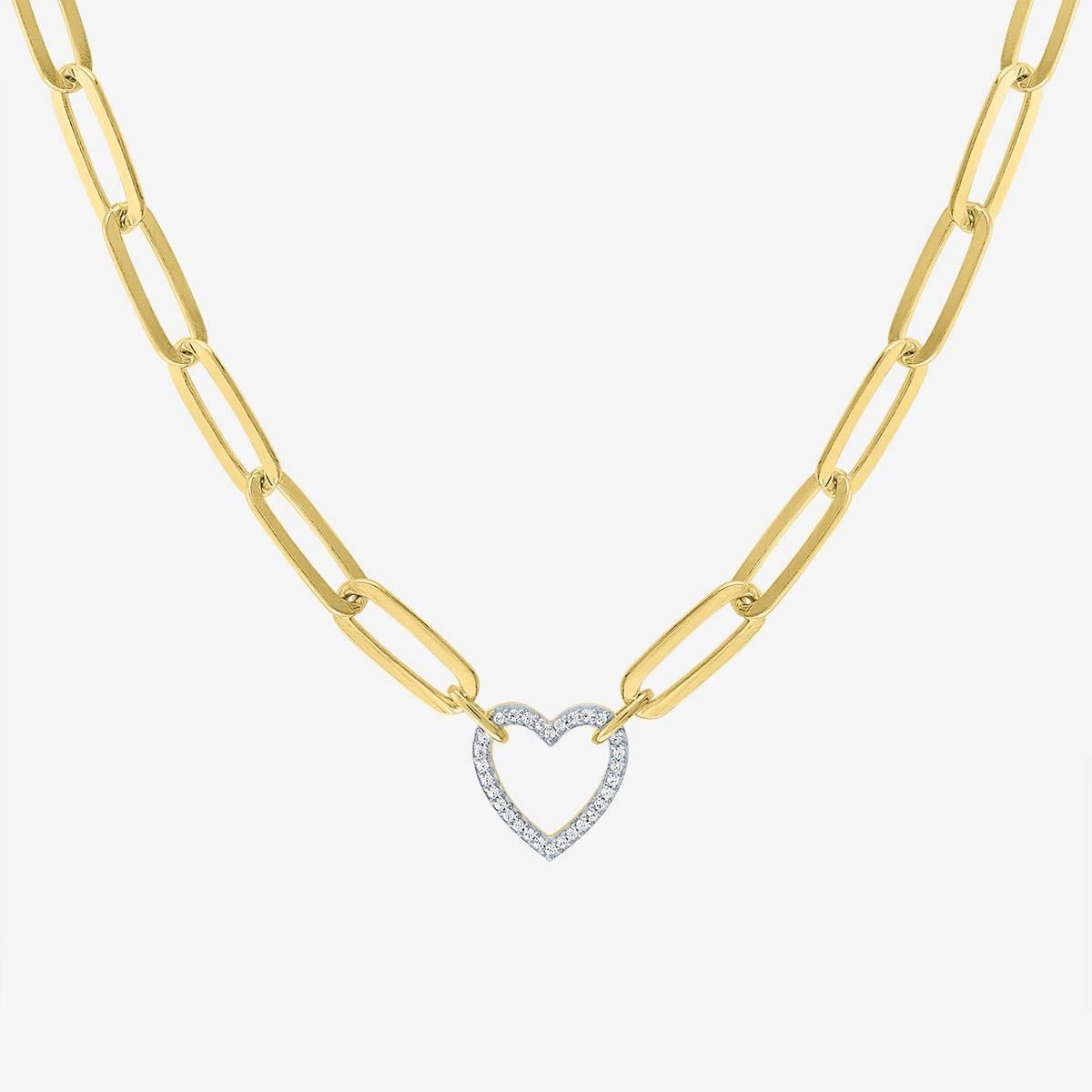 Nova Star(R) Gold Lab Grown Diamond Paperclip Necklace with Heart
