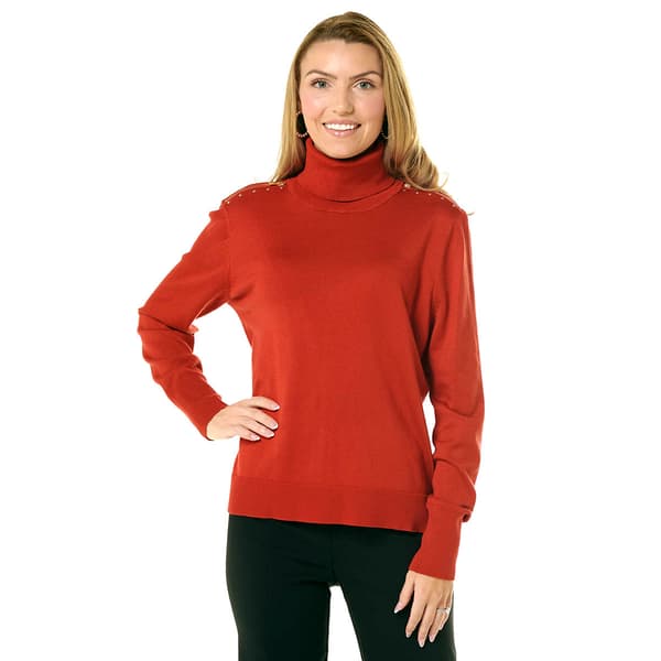 Womens Retrology Pull Over Zipper Shoulder Turtleneck Sweater - image 