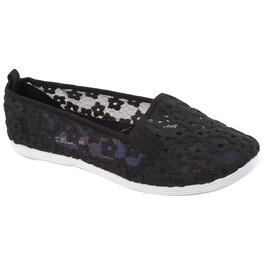 Womens Ashley Blue Embroidered Floral Twin Gore Flats
