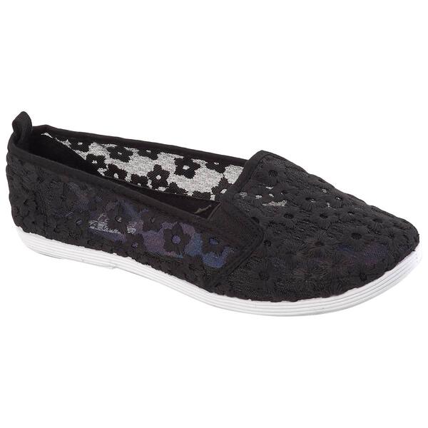 Womens Ashley Blue Embroidered Floral Twin Gore Flats - image 