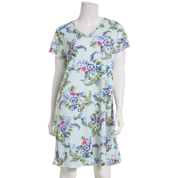 Petite Karen Neuburger Short Sleeve Floral Paisley Nightshirt