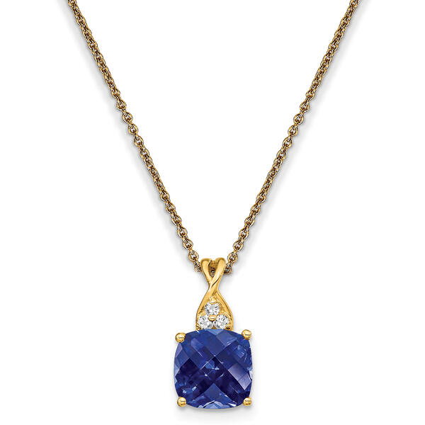 Gemstone Classics&#40;tm&#41; 14kt. Yellow Gold Sapphire Diamond Necklace - image 