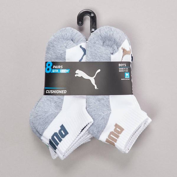 Boys (4-7) Puma(R) 8pk. 1/2 Terry Quarter Crew Socks - image 