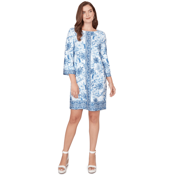 Womens Ruby Rd. Swing Into Spring Riviera Toile Shift Dress - image 