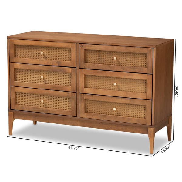 Baxton Studio Ramiel Modern Ash Walnut Wood 6-Drawer Dresser
