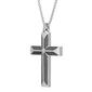 Mens Lynx Stainless Steel & Carbon Chain Cross Pendant - image 2