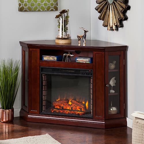 Southern Enterprises Warm Cherry Media Electric Fireplace