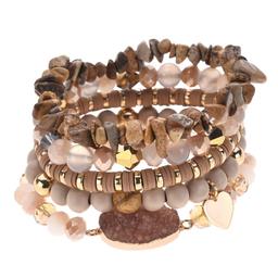 Ashley Cooper(tm) Earth-Tone & Beaded Bracelet Stack