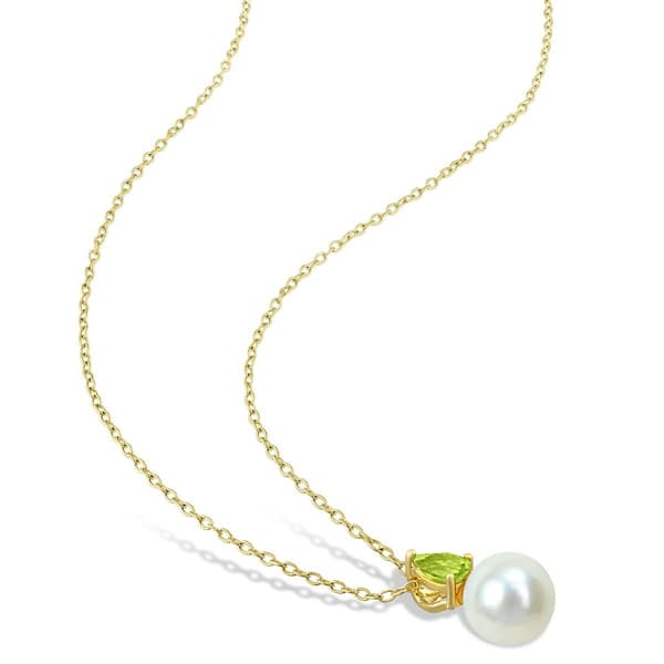Gemstone Classics™ Freshwater Pearl & Peridot Pendant