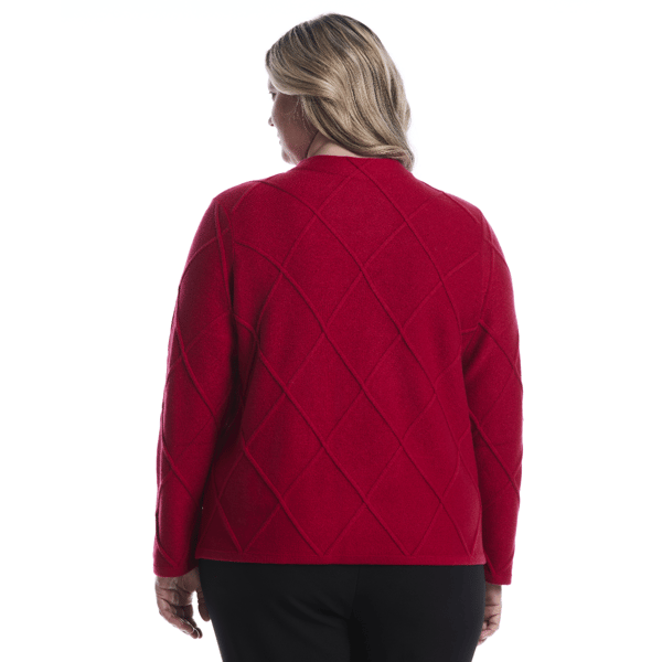 Plus Size Rafella Diamond Stitch Mock Neck Sweater - image 