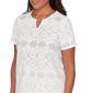 Petite Alfred Dunner Vintage Charm Geometric Eyelet Blouse - image 4