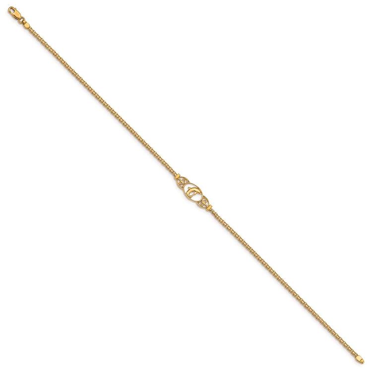 14kt. Gold Polished Dolphin Anklet