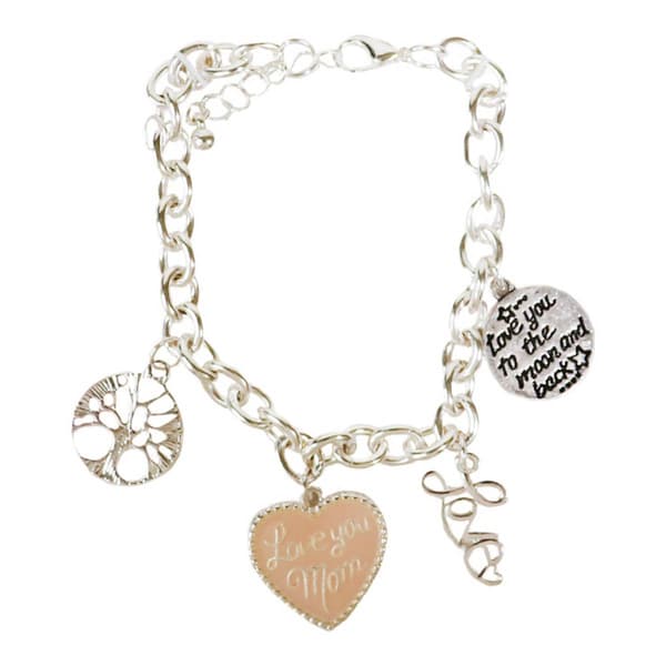 Beautiful Blessings Silver-Tone Love You Mom Charm Bracelet - image 