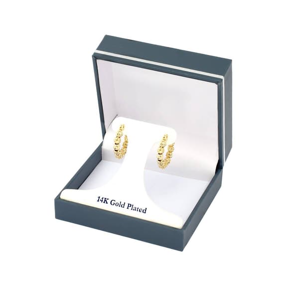 Gold Over Brass Beaded Hoop Earrings