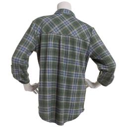 Womens Emily Daniels 1 Pocket Plaid Hacci Blouse-Green/Blue
