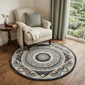HomeRoots Round Grey Geometric Medallion Area Rug - image 1