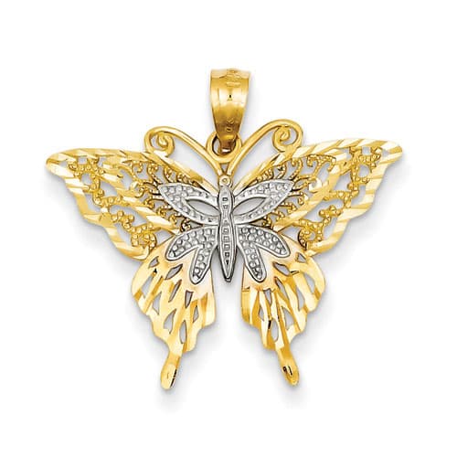 Gold Classics™ 14kt. Rhodium Fancy Butterfly Pendant