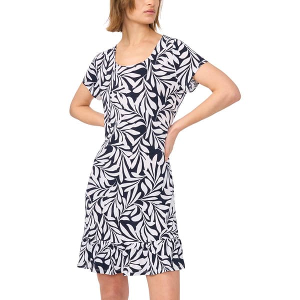 Womens MSK Short Sleeve Leaf Ruffle Hem Shift Dress - image 