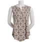 Womens Notations  Sleeveless Puff ITY Pleated Henley Blouse - image 1
