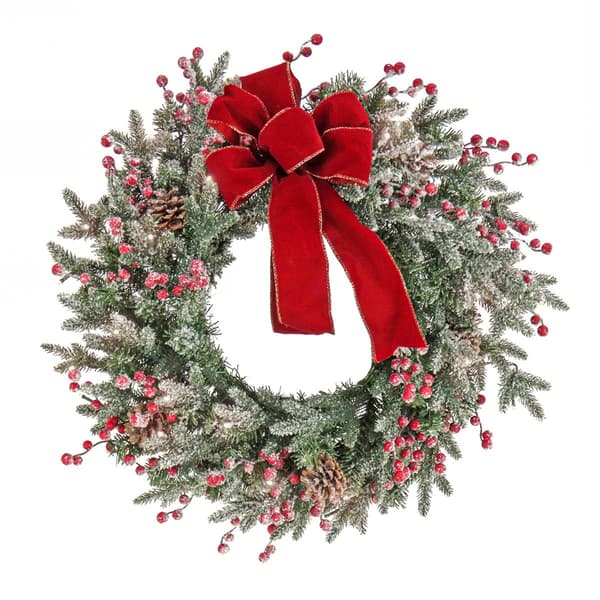 National Tree 22in. Frosted Traditions Greenery Window Wreath