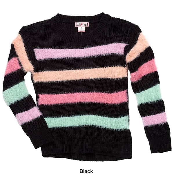 Girls &#40;7-16&#41; Pink Angel&#8482; Long Sleeve Fuzzy Stripe Sweater