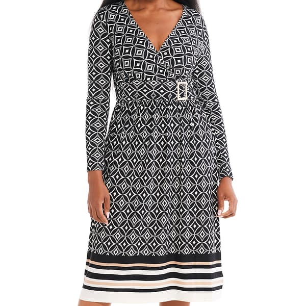 Womens Luxology Long Sleeve Side Buckle Sheath Dress