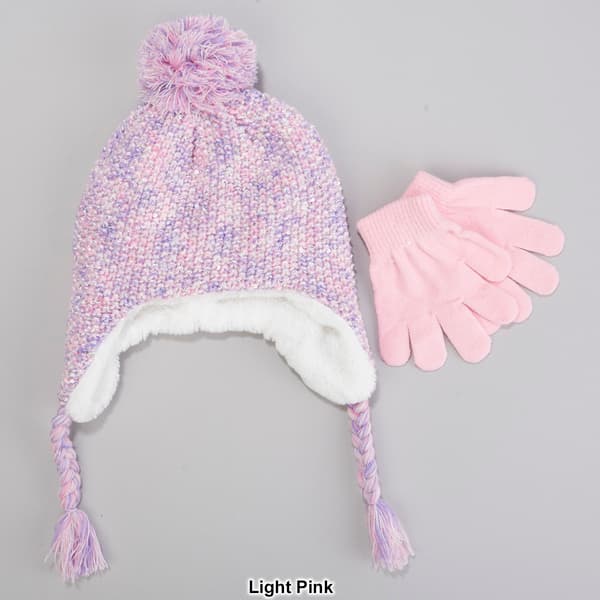 Girls Capelli&#174; New York Space Dye Earflap Hat & Gloves Set
