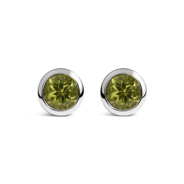 Haus of Brilliance Sterling Silver Green Peridot Stud Earrings - image 