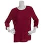 Womens Emily Daniels 3/4 Sleeve Texture Solid Round Neck Tee - image 1