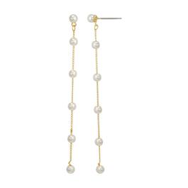 Roman Gold-Tone Pearl Chain Dangle Earrings