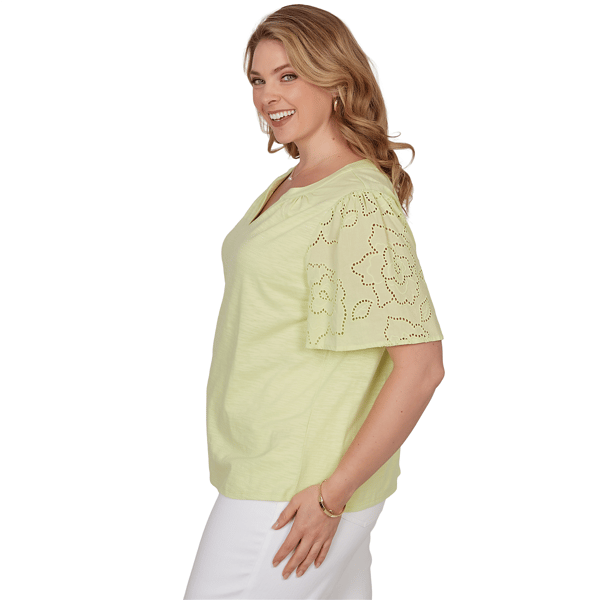 Plus Size Ruby Rd. Renaissance Romance Short Eyelet Sleeve Blouse