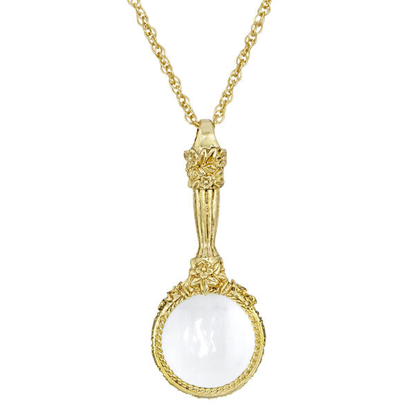 1928 Vintage Floral Magnifying Glass Necklace - image 