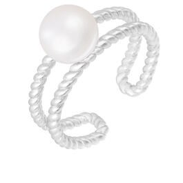 Splendid Pearls Sterling Silver Double Shank Pearl Ring