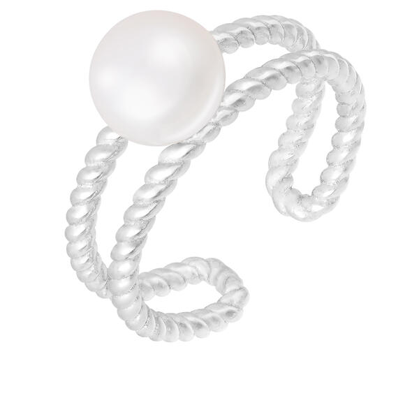 Splendid Pearls Sterling Silver Double Shank Pearl Ring - image 