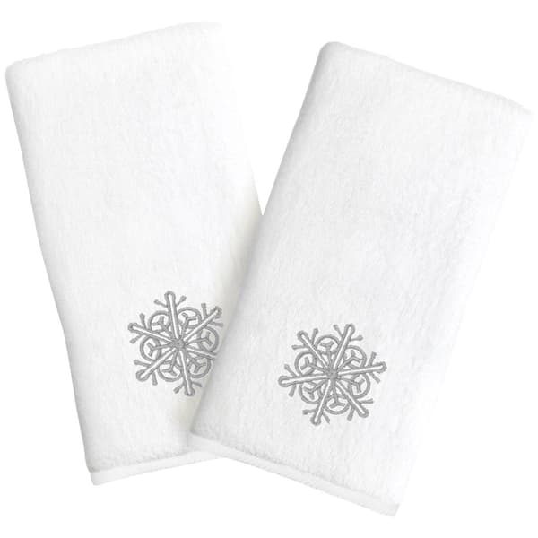 Linum Home Textiles Embroidered Luxury Snowflakes Hand Towels