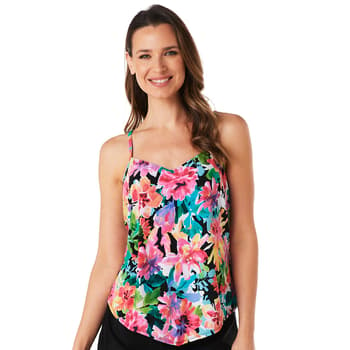 Women American Beach Garden V-Neck Tankini Swim Top - Boscov's