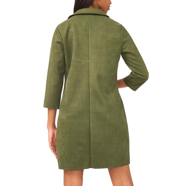 Womens MSK Long Sleeve Suede Grommet Pocket Shift Dress