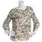 Womens Kasper Ruffle Sleeve Abstract Circle Round Neck Blouse - image 1
