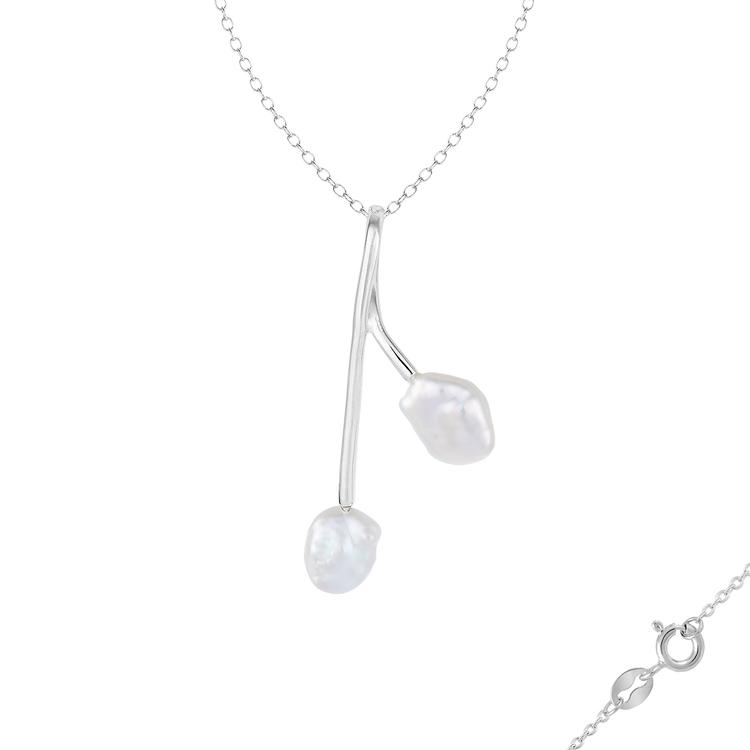 Splendid Pearls Sterling Silver Keshi Freshwater Pearl Pendant