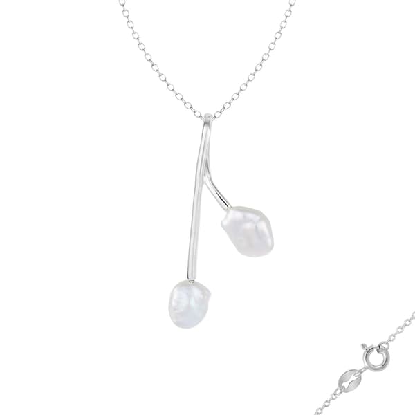 Splendid Pearls Sterling Silver Keshi Freshwater Pearl Pendant - image 