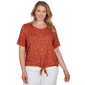 Plus Size Emaline Key Items Short Sleeve Abstract Tie Hem Blouse - image 1