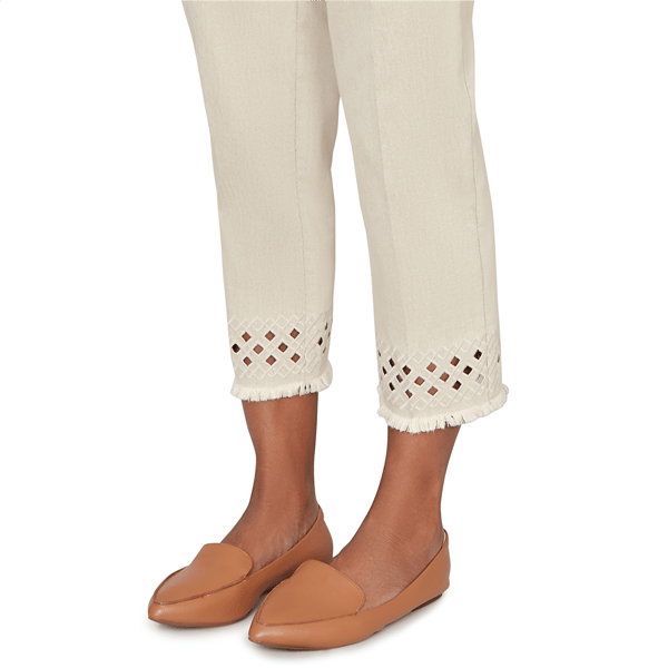 Womens Alfred Dunner Detail Driven Geometric Cut Out Casual Pants