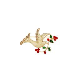 Gold-Tone Dove with Garland Pin