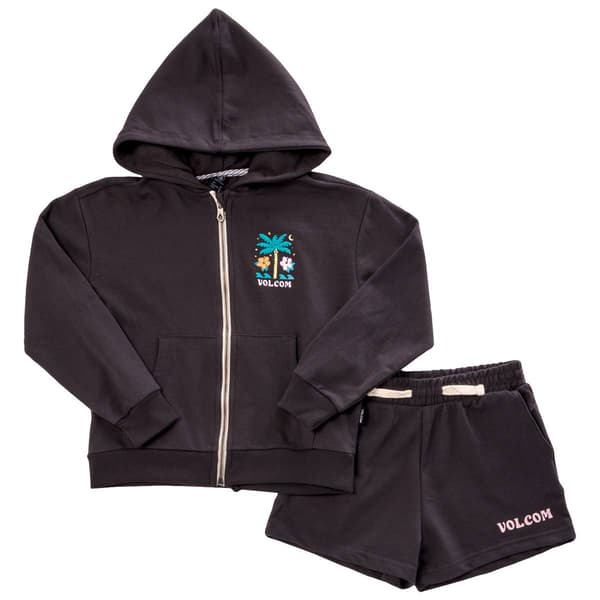 Girls (7-12) Volcom Zip Hoodie & Shorts Set